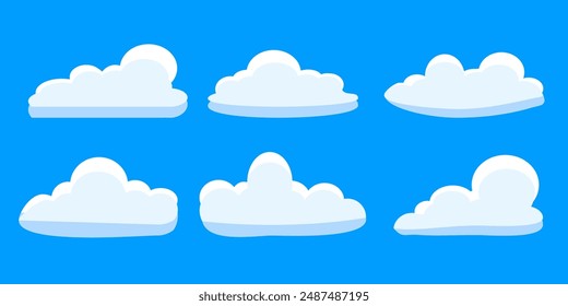 Cloud vector. Collection of white cloud illustrations. Vector set of cartoon clouds in flat design.Cloud icon set. 