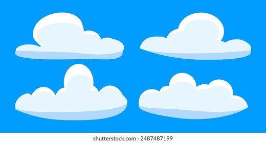 Cloud vector. Collection of white cloud illustrations. Vector set of cartoon clouds in flat design.Cloud icon set. 