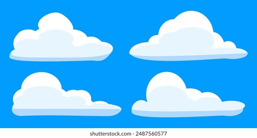 Cloud vector. Collection of white cloud illustrations. Vector set of cartoon clouds in flat design.Cloud icon set. 
