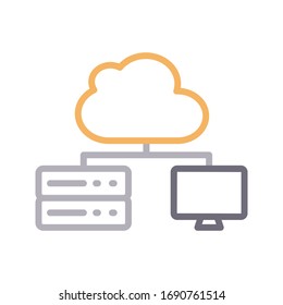 cloud vector color line icon 