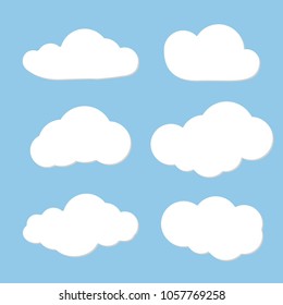 Cloud vector design. Can use as speech clouds for network. Cloud on blue sky background. Vector illustration