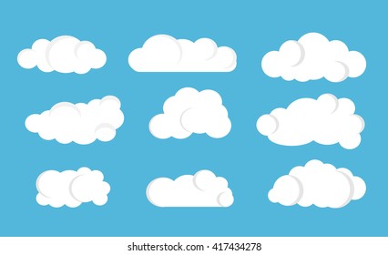  Cloud vector design. Can use as speech clouds for network. Cloud on blue sky background. Vector illustration 