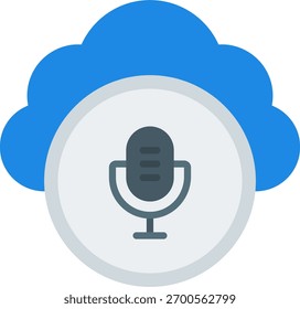 Cloud vector design in modern style, podcast data storage and online streaming concept, multimedia content illustration. Flat Icon