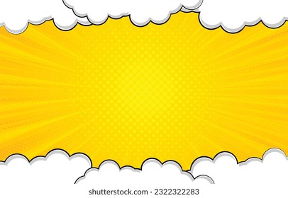 Cloud, Vektoreffekt, der das Design eines gelben Farbverlaufs auf sunburstigem Hintergrund veranschaulicht.