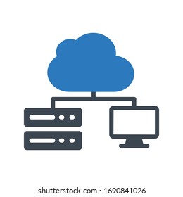 icono de color de glifo vectorial de nube 