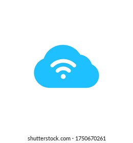 cloud vector glyph color icon. Cloud wifi icon. Stock vector illustration isolated on white background.