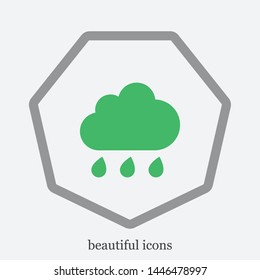 A cloud vector icon . The drops of rain. The sign of a cloud. The symbol of a cloud. Wheather line.