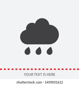 A cloud vector icon . The drops of rain. The sign of a cloud. The symbol of a cloud. Wheather line.