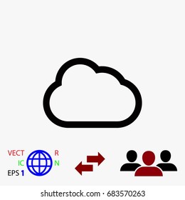 cloud vector icon, flat design best vector icon