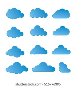 Cloud vector. Cloud icon. Cloud icons set. Two colors computing symbols, signs and logos. Cloud symbol.