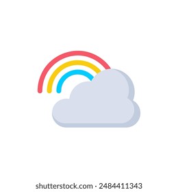 Cloud vector icon with rainbow. Vector sign illustration for rainbow weather with clouds. On a blank background and can be edited again.