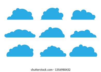 Cloud vector icon set. Blue clouds on white background