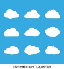   Cloud vector icon set on blue background.Vector illustration.Flat design for business financial marketing banking advertising web concept cartoon illustration.