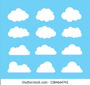 Cloud vector icon set on blue background.Creative modern concept - stock vector.