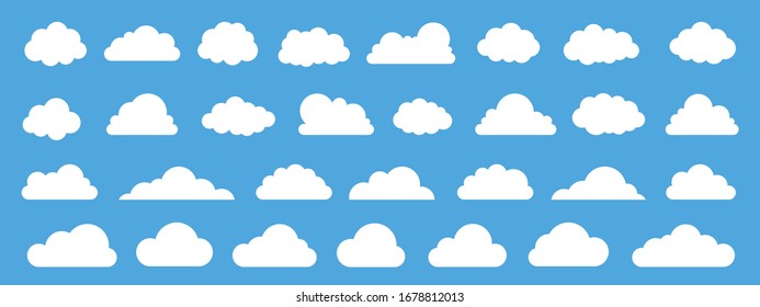 Cloud vector icon set on blue background.Creative modern concept - stock vector.