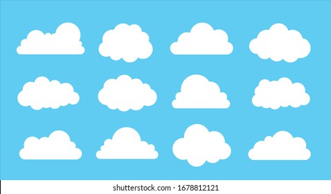 Cloud vector icon set on blue background.Creative modern concept - stock vector.