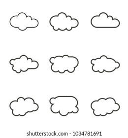 Cloud vector icon set. Simple flat symbol. Black pictogram illustration on white background.