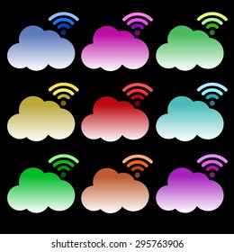 cloud vector icon set symbol illustration sky