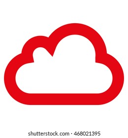 Cloud vector icon. Style is linear flat icon symbol, red color, white background.