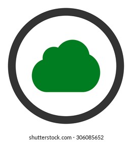 Cloud vector icon. This rounded flat symbol is drawn with green and gray colors on a white background.