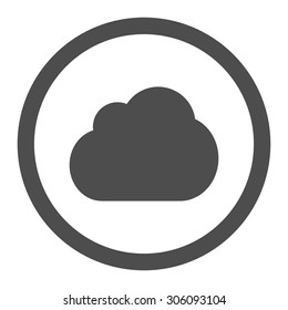Cloud vector icon. This rounded flat symbol is drawn with gray color on a white background.