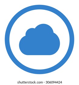 Cloud vector icon. This rounded flat symbol is drawn with cobalt color on a white background.