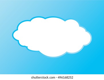 Cloud vector icon white color on blue background. Sky flat illustration collection for web, art and app design. Different nature cloudscape weather symbols.