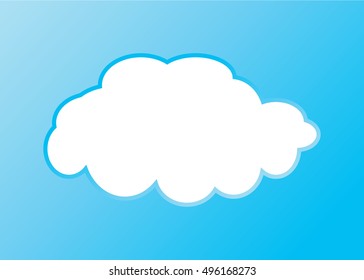 Cloud vector icon white color on blue background. Sky flat illustration collection for web, art and app design. Different nature cloudscape weather symbols.