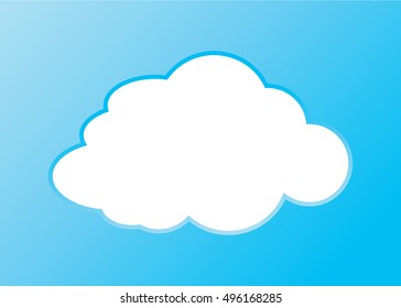 Icono de vector de nube color blanco en fondo azul. Colección de ilustraciones Sky para diseño web, artístico y de aplicaciones. Distintos símbolos climáticos paisajísticos.