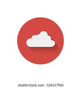 Cloud vector icon white color on red background. Sky flat illustration collection for web, art and app design. Graphic cloud. Vector illustration.