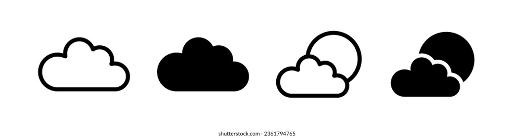 Cloud  vector icons. Cloud with sun icons. Weather forecast icon set. EPS 10