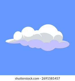 Ilustración vectorial de la nube. nube oscura en el cielo azul. caricatura de la nube con el fondo del cielo