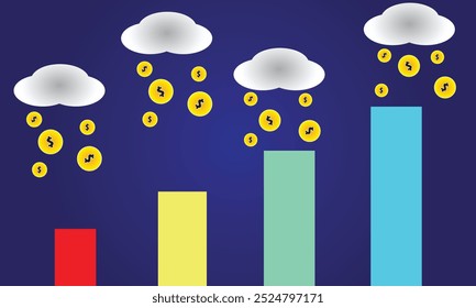Cloud vector illustration. money falls. traffic