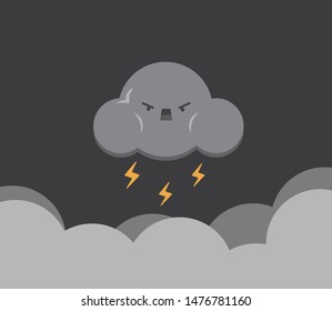 Cloud vector illustration on blue sky with face. 