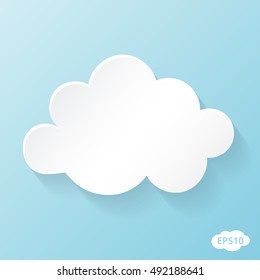 Cloud vector illustration on blue sky with shadow.