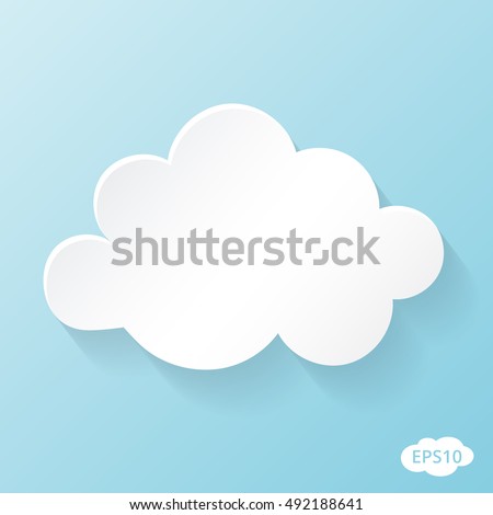 Cloud vector illustration on blue sky with shadow.