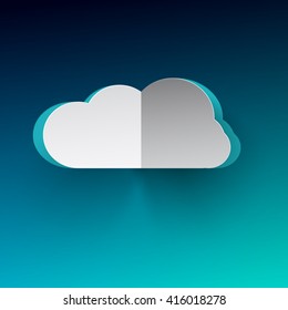 Cloud. Vector Cloud Illustration. Paper Cut Cloud on Blue Background.