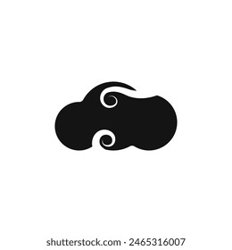 Vector en la nube. Icono de Vector de nube de estilo japonés. Almacenamiento en la nube. Vector de nube negra. Ilustración vectorial.