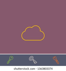 cloud vector line icon.Basic element illustration.cloud vector outline symbol design.Bonus broken key graphic concept