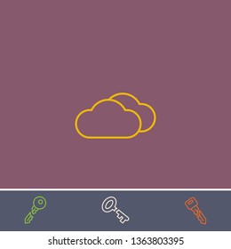 cloud vector line icon.Basic element illustration.cloud vector outline symbol design.Bonus broken key graphic concept