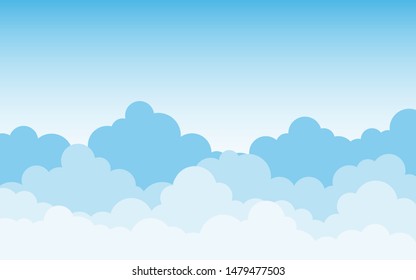 Cloud vector on blue sky outdoor background in blue tones.