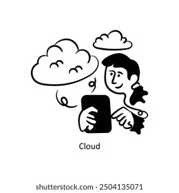 Cloud vector outline style Design Vector Stock illustration. 