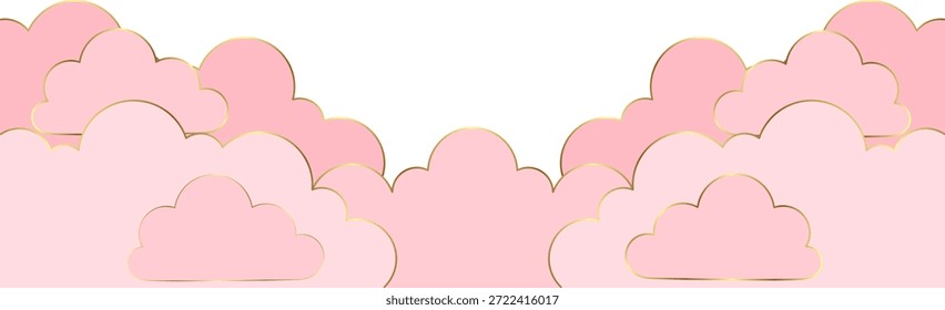 Ilustración de estilo de papel de Vector de nube. Fondo de San Valentín rosa