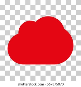 Cloud vector pictogram. Illustration style is flat iconic red symbol on a transparent background.