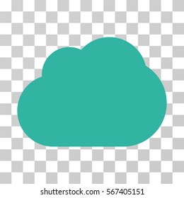 Cloud vector pictograph. Illustration style is flat iconic cyan symbol on a transparent background.