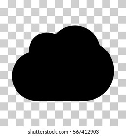 Cloud vector pictograph. Illustration style is flat iconic black symbol on a transparent background.