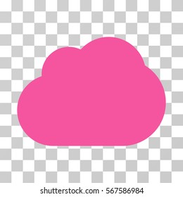 Cloud vector pictograph. Illustration style is flat iconic pink symbol on a transparent background.