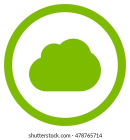 Cloud vector rounded icon. Image style is a flat icon symbol inside a circle, eco green color, white background.