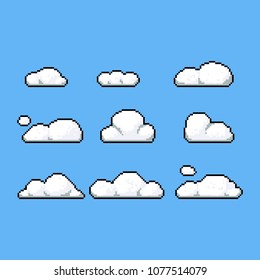 Cloud Vector Set.Pixel Art.8bit.