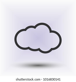 Cloud vector web icon in the grey background with shadow.